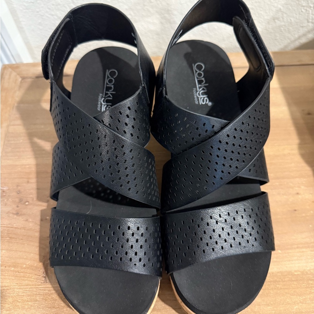 Corkys Women's Perforated Black Sandals